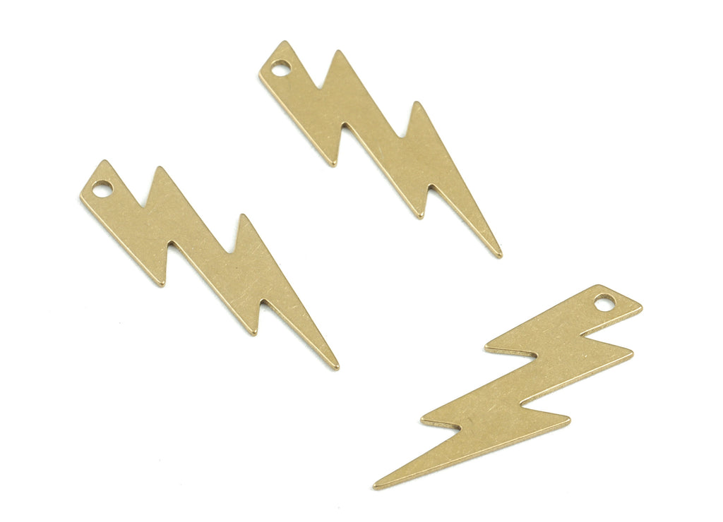 Lightning Thunderbolt Pendant - Raw Brass Thunderbolt Earring Charms - Lightning Earrings - Jewelry Supplies - 25x9x0.6mm - PPM3723 - DOMEDBAZAAR