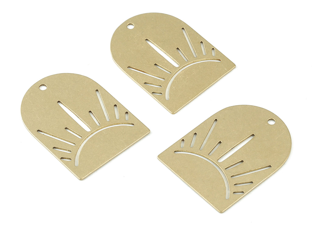 Sun Domed Earring Charms - Raw Brass Domed Sun Pendant - Jewelry Making Supplies - 30x22x0.6mm - PPM3522 - DOMEDBAZAAR