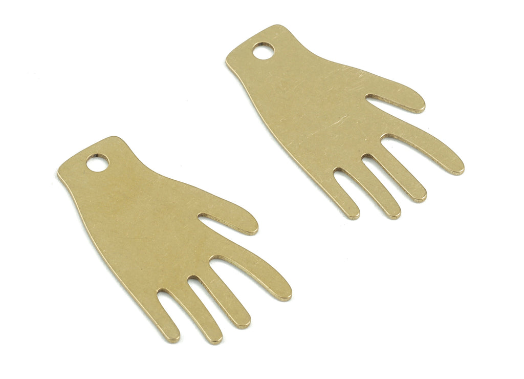 Personalized stamping blank - Hand Brass Charms - Raw Brass Hand Earring Charms - Hand Pendant - 25x14x0.7mm - PPM3720 - DOMEDBAZAAR