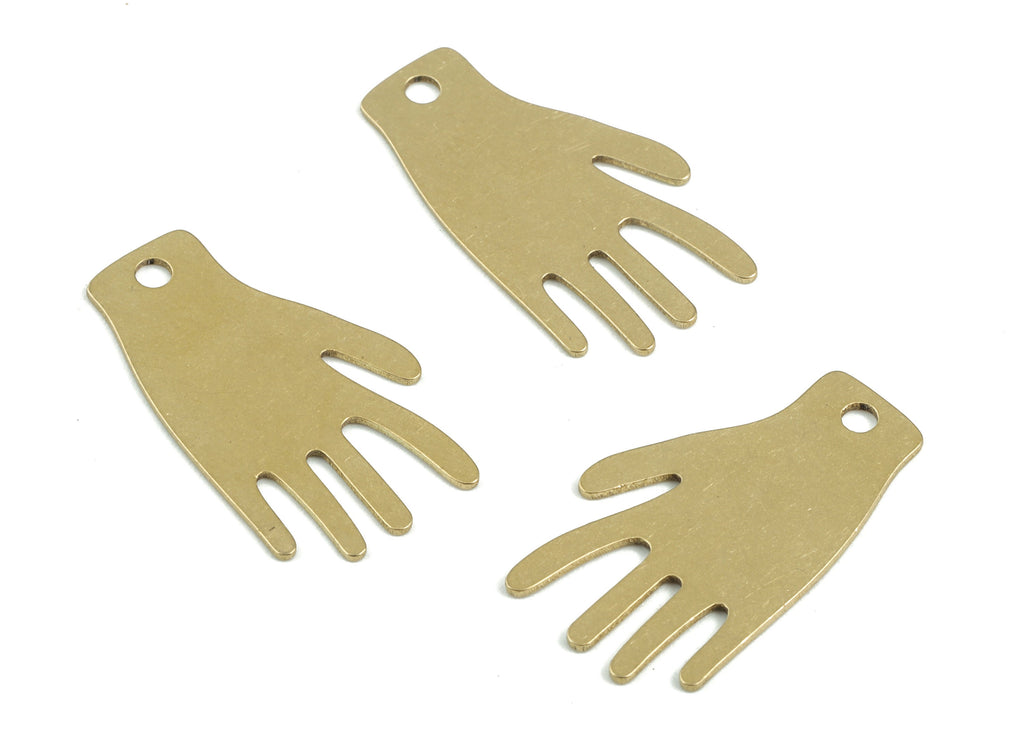 Personalized stamping blank - Hand Brass Charms - Raw Brass Hand Earring Charms - Hand Pendant - 25x14x0.7mm - PPM3720 - DOMEDBAZAAR