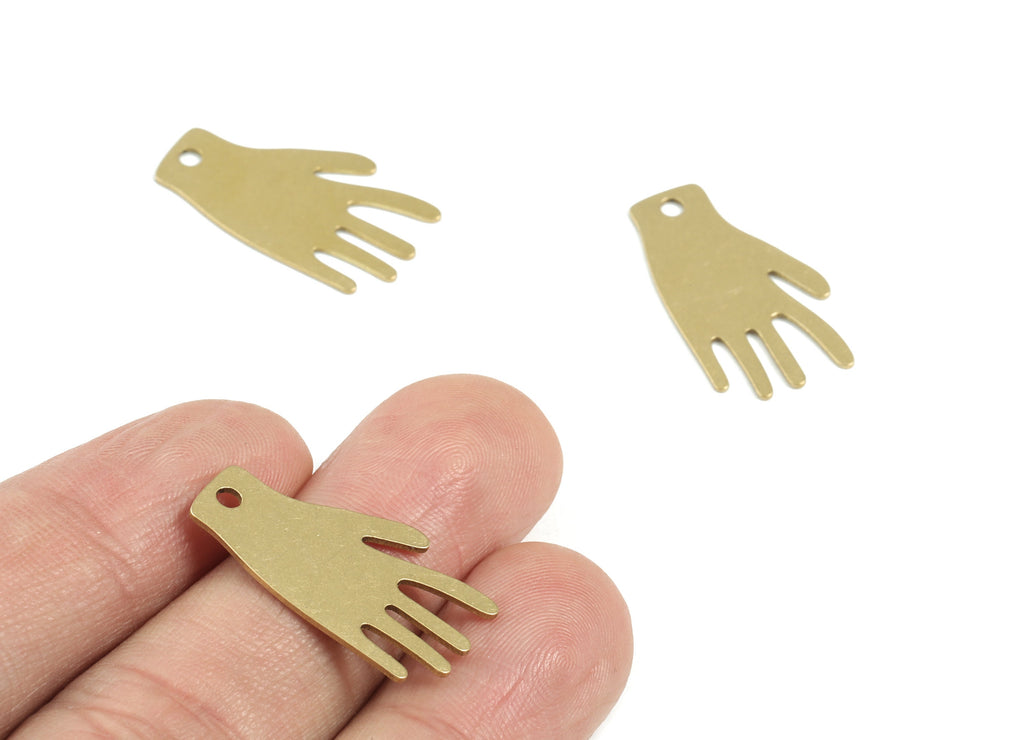 Personalized stamping blank - Hand Brass Charms - Raw Brass Hand Earring Charms - Hand Pendant - 25x14x0.7mm - PPM3720 - DOMEDBAZAAR