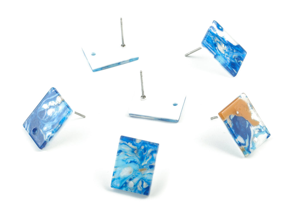 Acetate Rectangle Earring Stud - Rectangle Earring Post - Surgical Stud - Jewelry Supplies - Color Code: A387 - 15.5x11.8x2mm - AC1663-A387 - DOMEDBAZAAR