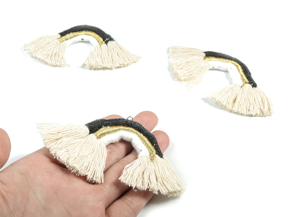 Rainbow Tassel Earrings - Cotton Earring Tassels - Rainbow Fringe Earrings - Luxe Tassel - Jewelry Supplies - 91.32x60.42x5.47mm - TS1174E - DOMEDBAZAAR