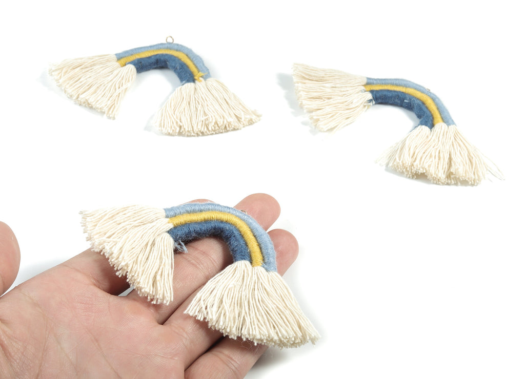 Rainbow Tassel Earrings - Cotton Earring Tassels - Rainbow Fringe Earrings - Luxe Tassel - Jewelry Supplies - 91.32x60.42x5.47mm - TS1174B - DOMEDBAZAAR