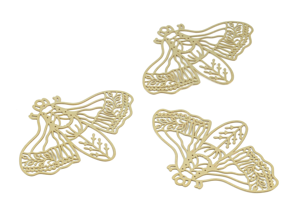 Brass Butterfly Earring Charms - Raw Brass Butterfly Pendant - Earring Findings - Jewelry Supplies - 44.46x31.82x0.28mm - JJB6525 - DOMEDBAZAAR