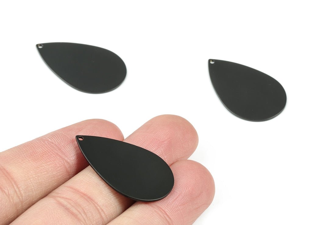 Personalized stamping blank - Black Drop Earring Charms - Matte Black Brass Drop Pendant - Earring Findings  - 31x19x0.82mm - PP2088B - DOMEDBAZAAR