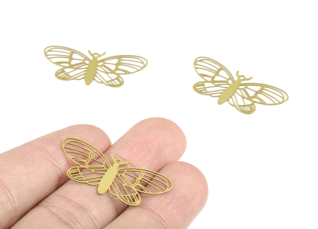 Brass Butterfly Earring Charms - Raw Brass Butterfly Charms - Jewelry Supplies - 33x15x0.3mm - JJC11930 - DOMEDBAZAAR