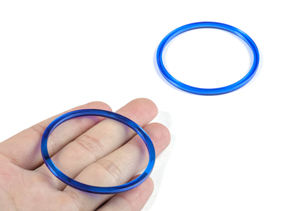 Acetate Hoop Earring Charms - Acrylic Blue Circle Pendant - Earring Findings - Jewelry Supplies - Color Code: A70 - 57x57x2.7mm- AC1165-A70 - DOMEDBAZAAR
