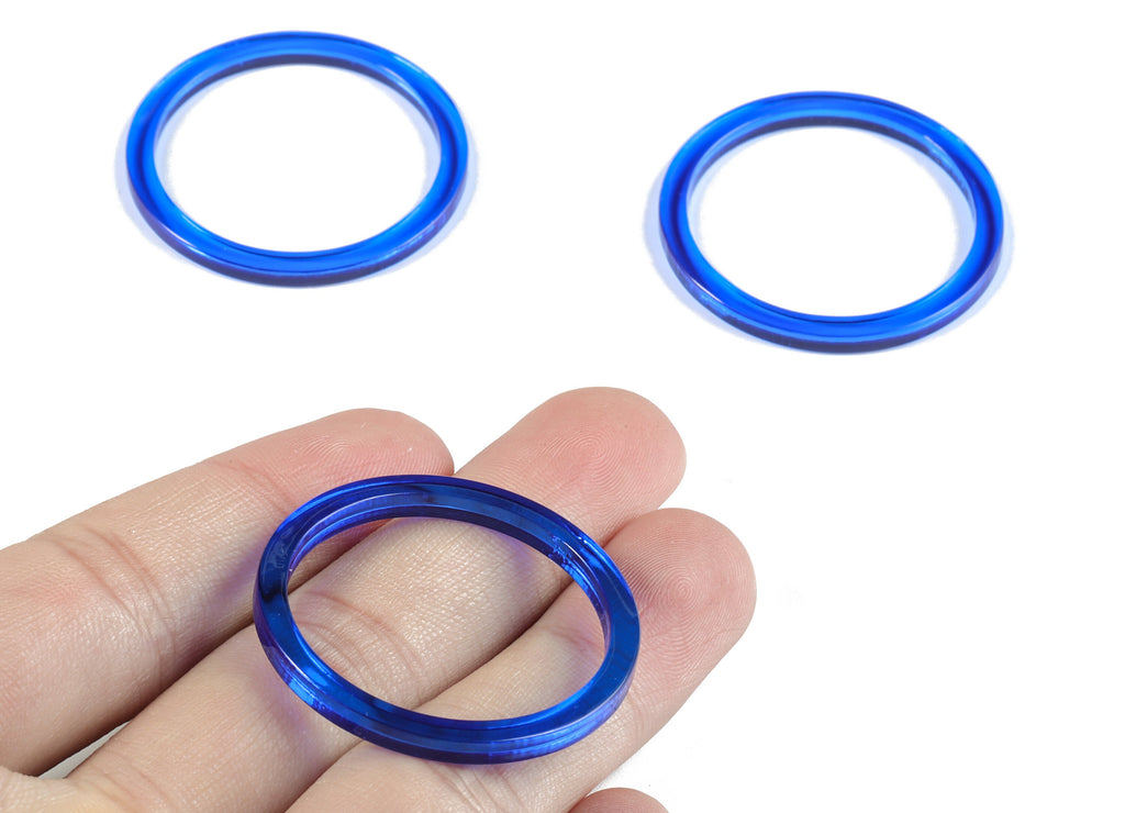 Acetate Hoop Earrings Charms - Blue Circle Pendant - Earring Findings - Jewelry Supplies - Color Code:A70 - 36x36x2.28mm- AC1168-A70 - DOMEDBAZAAR