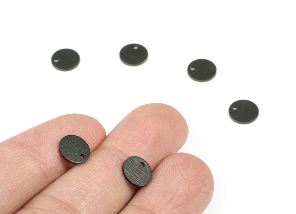 Black Mini Circle Earring Charms - Brass Black Mini Round Charm - Jewelry Supplies - 8.07x8.07x0.83mm - PP3559B - DOMEDBAZAAR