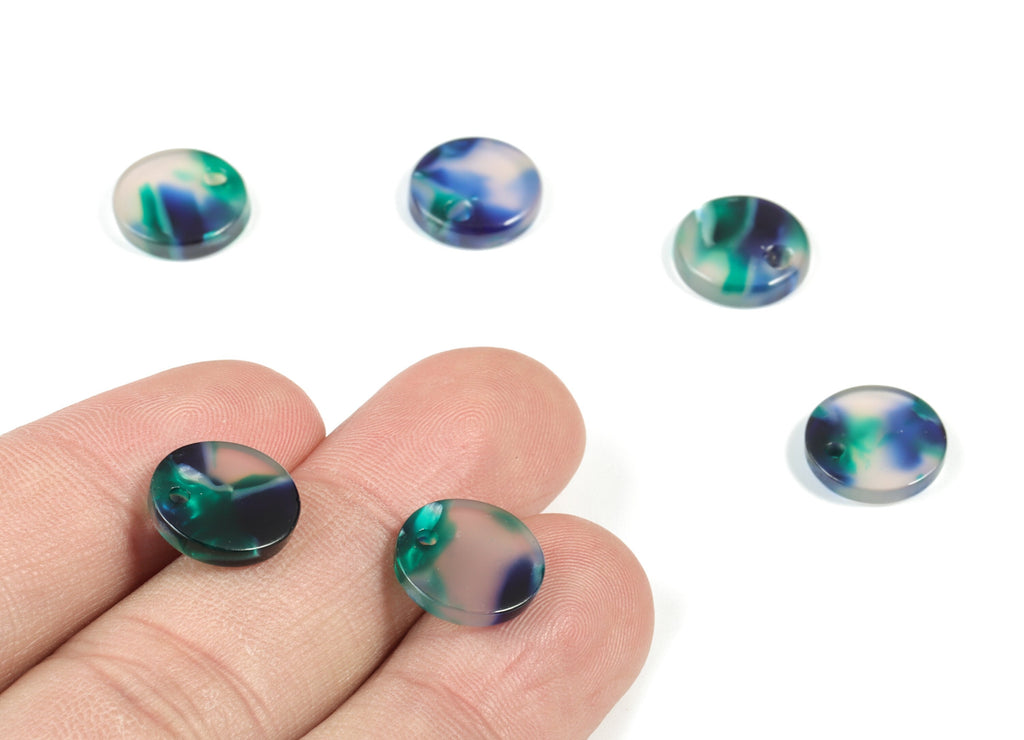 Acetate Acrylic Earring Charms - Round Acetate Earrings With 1 Hole - Color Code: A18 - Earring Findings - 11.82x11.82x2.6mm - AC1161-A18 - DOMEDBAZAAR