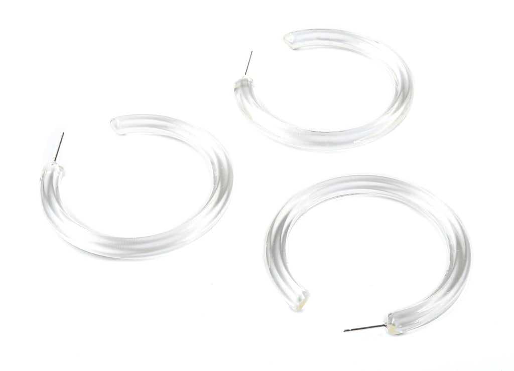 Open Hoop Earrings Stud - 2.3 inch Hoop Earring - Acetate Round Earring Post - Open Circle - Color Code: A63 - 57.13x6.04mm - AC1615-A63 - DOMEDBAZAAR