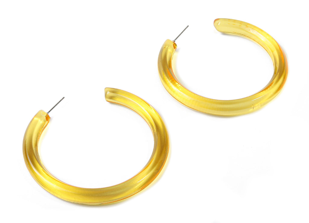 Open Hoop Earrings Stud - 2.3 inch Hoop Earring - Acetate Round Earring Post - Open Circle - Color Code: A71 - 57.13x6.04mm - AC1615-A71 - DOMEDBAZAAR