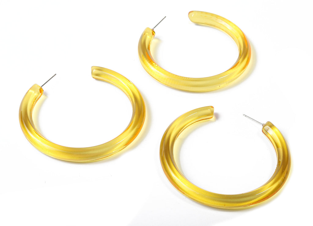 Open Hoop Earrings Stud - 2.3 inch Hoop Earring - Acetate Round Earring Post - Open Circle - Color Code: A71 - 57.13x6.04mm - AC1615-A71 - DOMEDBAZAAR