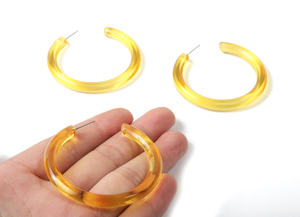 Open Hoop Earrings Stud - 2.3 inch Hoop Earring - Acetate Round Earring Post - Open Circle - Color Code: A71 - 57.13x6.04mm - AC1615-A71 - DOMEDBAZAAR