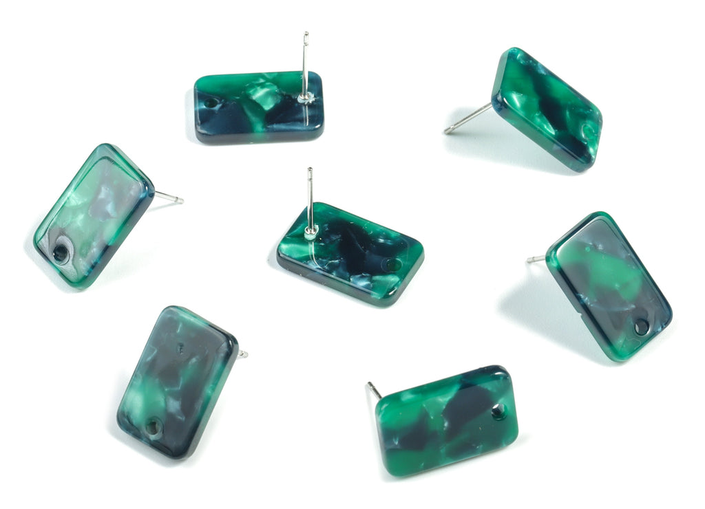 Acetate Acrylic Earring Post Charms - Stud Earring Charms - Square Shaped Earrings - Color Code: A13 - 16.9x10.9x2.7mm - AC1579-A13 - DOMEDBAZAAR