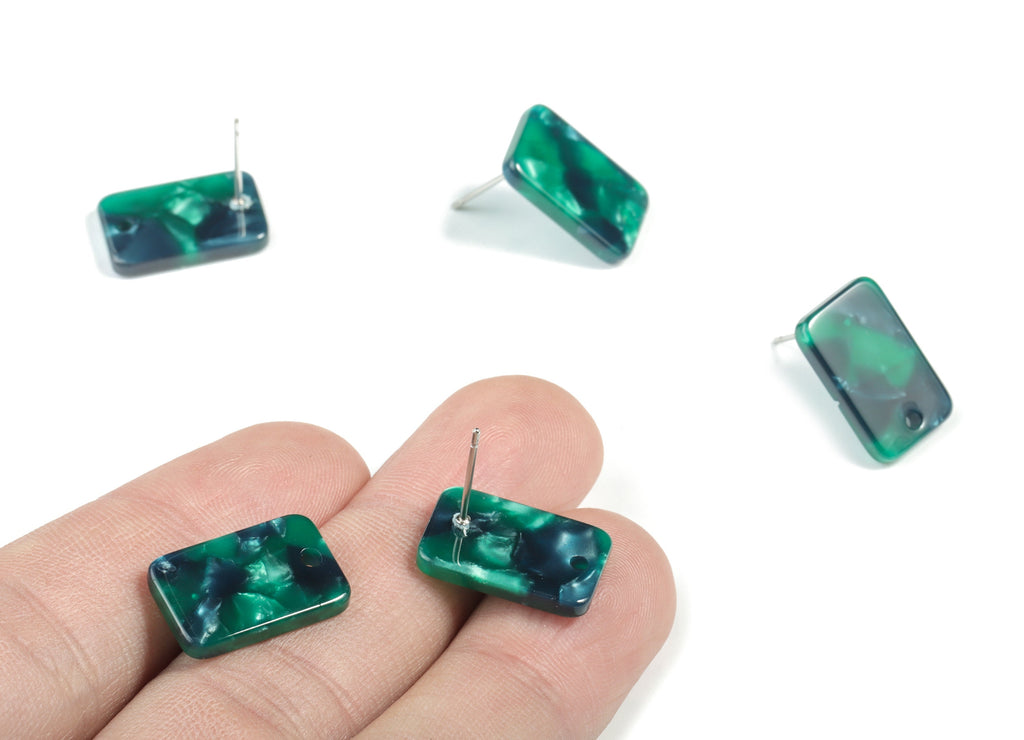 Acetate Acrylic Earring Post Charms - Stud Earring Charms - Square Shaped Earrings - Color Code: A13 - 16.9x10.9x2.7mm - AC1579-A13 - DOMEDBAZAAR