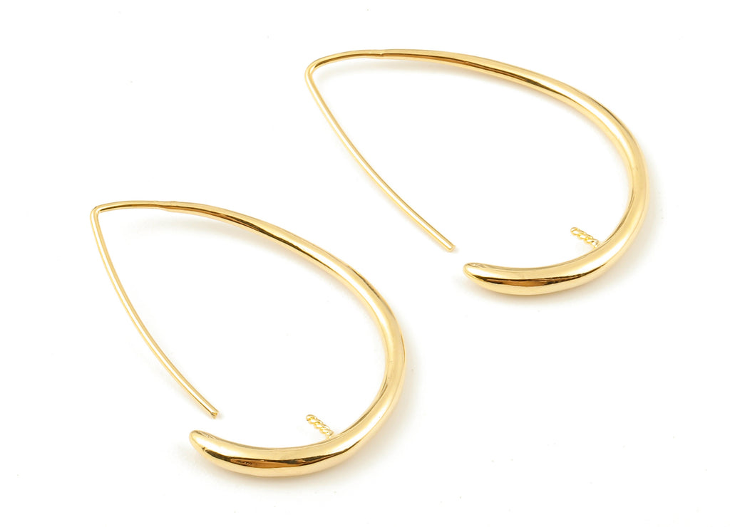 Brass Drop Earring Wire - Drop Earring For Pearl - 18K Real Gold Plated Ear Wire - Jewelry Supplies - 36.41x25.57x2.71mm - RGP1043 - DOMEDBAZAAR