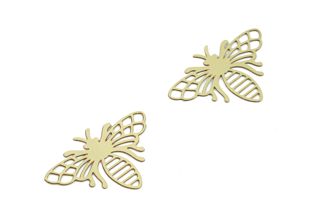 Brass Bee Earring Charms - Raw Brass Bee Pendant - Earring Findings - Jewelry Supplies - 18x12.58x0.3mm - JJC10331 - DOMEDBAZAAR