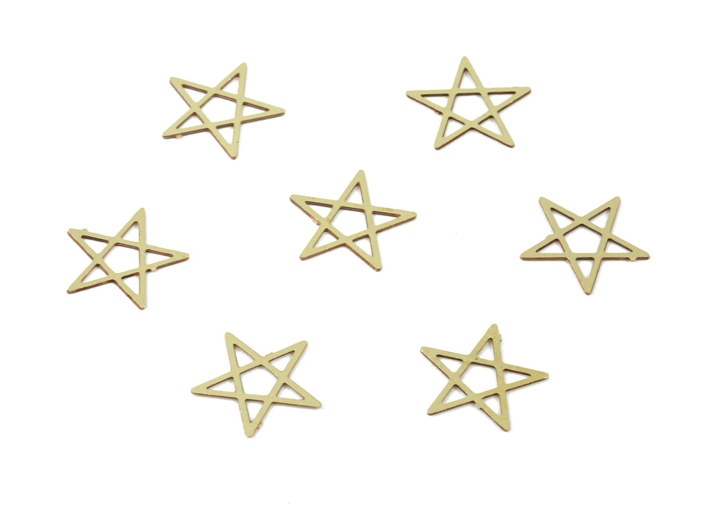 Brass Star Earring Charm - Raw Brass Star Bracelet Charms - Necklace Findings - Jewelry Supplies - 7.88x7.88x0.3mm - JJC6746 - DOMEDBAZAAR