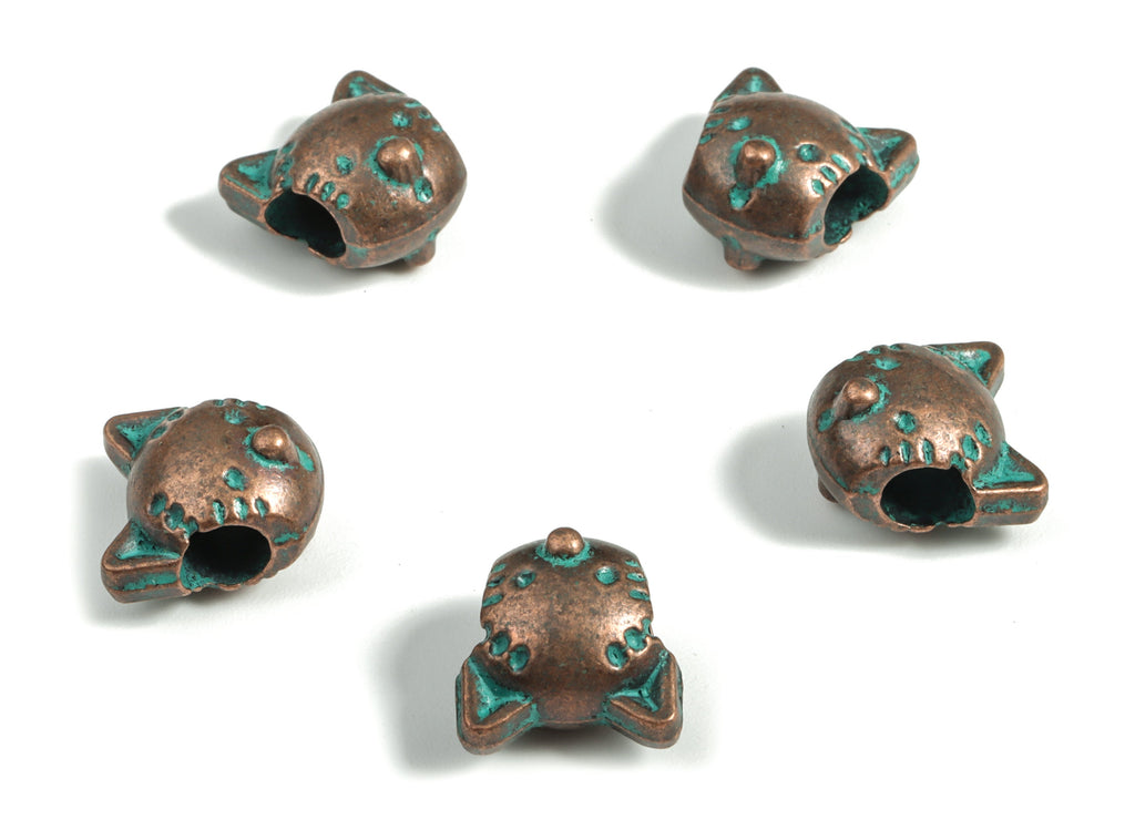 Faux Patina Beads - Cat Alloy Charms - Antique Bronze Tone - Zinc Alloy - Zinc Alloy Beads - Jewelry Supplies - 12mm x 8mm - ZZ1118 - DOMEDBAZAAR