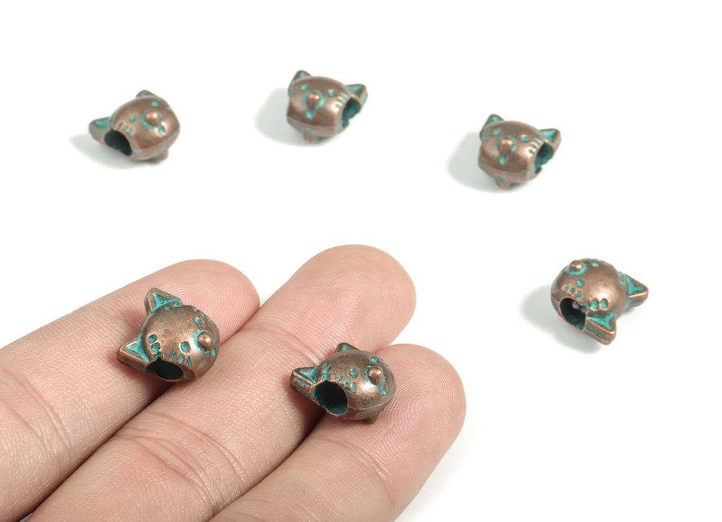 Faux Patina Beads - Cat Alloy Charms - Antique Bronze Tone - Zinc Alloy - Zinc Alloy Beads - Jewelry Supplies - 12mm x 8mm - ZZ1118 - DOMEDBAZAAR