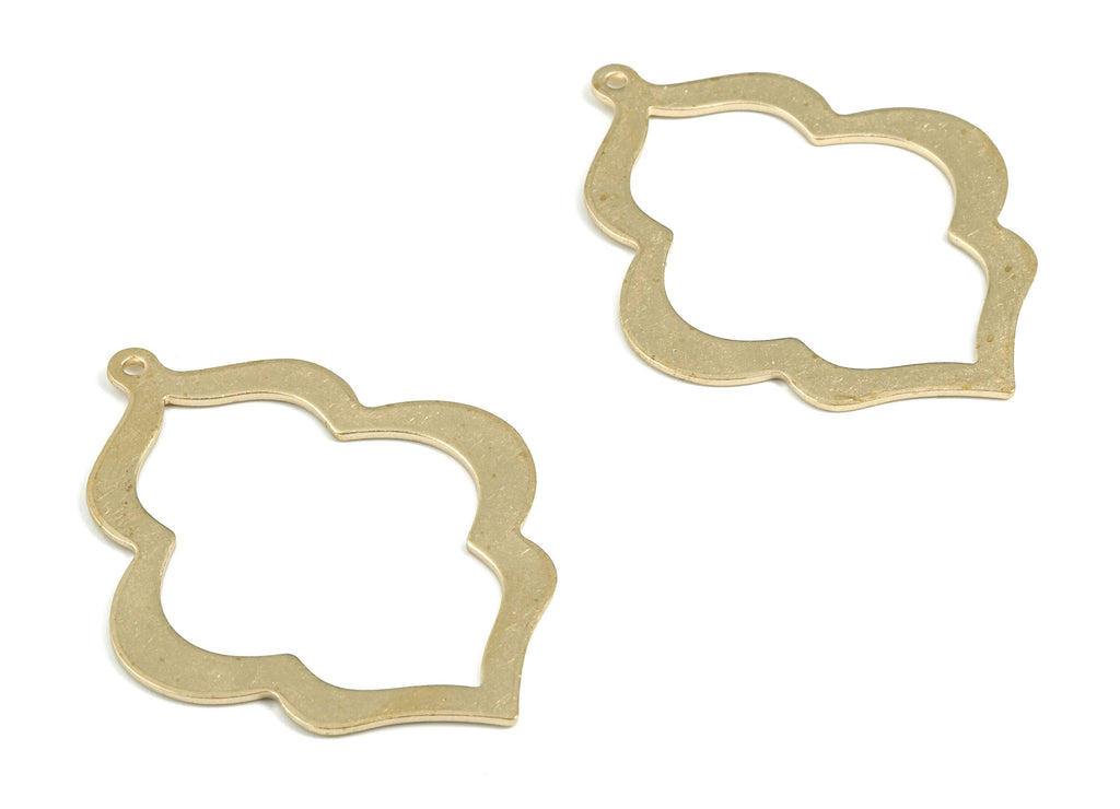 Brass Geometry Earring Charms - Raw Brass Geometry Pendant - Earring Findings - Jewelry Supplies - 49.12x37.87x1.11mm - PP3626 - DOMEDBAZAAR
