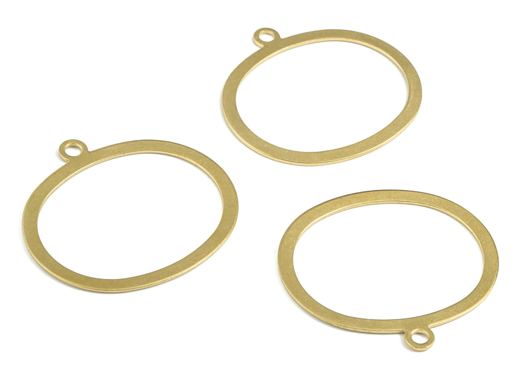 Brass Oval Earring Charms - Raw Brass Oval Pendant - Earring Findings - Jewelry Supplies - 37.55x35.01x0.76mm - PP3684 - DOMEDBAZAAR