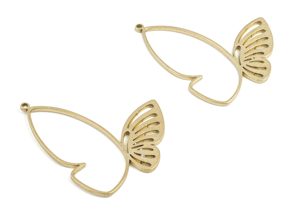 Brass Butterfly Earring Charms - Raw Brass Butterfly Pendant - Earring Findings - Jewellery Supplies - 37.45x34.42x1.17mm - PP3645 - DOMEDBAZAAR