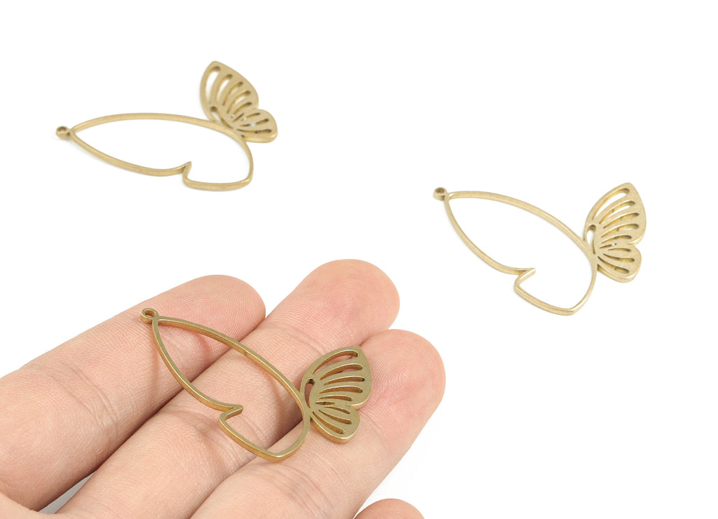 Brass Butterfly Earring Charms - Raw Brass Butterfly Pendant - Earring Findings - Jewellery Supplies - 37.45x34.42x1.17mm - PP3645 - DOMEDBAZAAR
