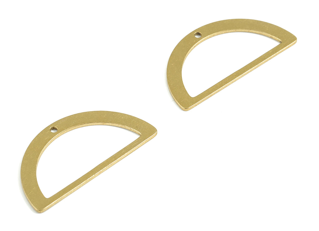 Brass Semi Circle Earring Charms - Raw Brass Half Moon Pendant - Earrings Finding - Jewelry Supplies - 29.9x15.18x0.76mm - PPM3070 - DOMEDBAZAAR