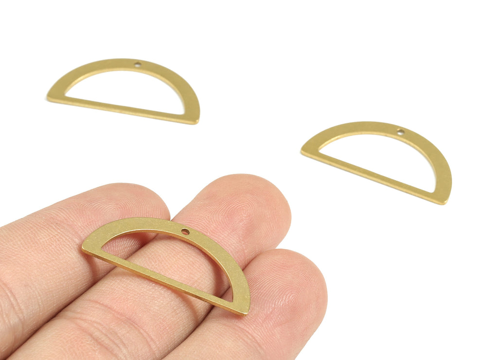 Brass Semi Circle Earring Charms - Raw Brass Half Moon Pendant - Earrings Finding - Jewelry Supplies - 29.9x15.18x0.76mm - PPM3070 - DOMEDBAZAAR