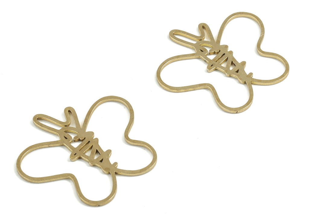 Brass Butterfly Earring Charms - Raw Brass Butterfly Pendant - Hollow Butterfly Charm - Jewelry Supplies - 30.86x29.1x0.99mm - PP3745 - DOMEDBAZAAR