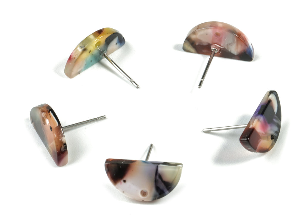 Acetate Semi circle Earring Post - Acetate D Earring Stud - Earring Post - Jewelry Supplies - Color Code: A61 - 15.66x7.9x2.7mm - AC1191A - DOMEDBAZAAR