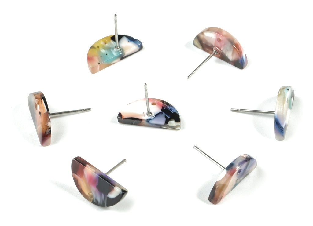 Acetate Semi circle Earring Post - Acetate D Earring Stud - Earring Post - Jewelry Supplies - Color Code: A61 - 15.66x7.9x2.7mm - AC1191A - DOMEDBAZAAR