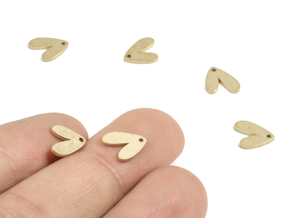 Brass V Heart Earring Charms - Raw Brass V Pendant - Earring Findings - Jewelry Supplies - 10.12x7.93x0.94mm - PP3700 - DOMEDBAZAAR