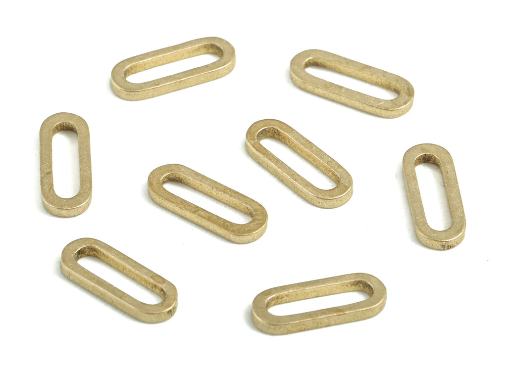 Brass Oval Connectors – Raw Brass Oval Linking Rings – Pill Shape Links – Connector - Jewellery Supplies - 9.26x3.5x0.95mm - PP3740 - DOMEDBAZAAR