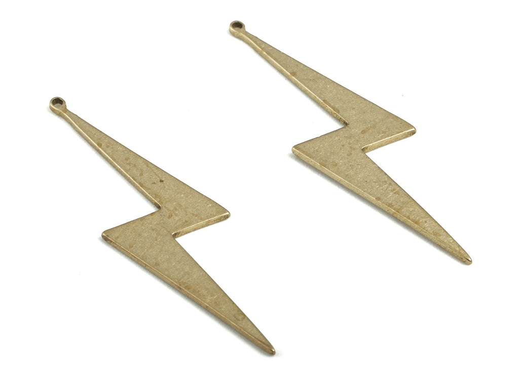 Brass Lightning Bolt Charm - Raw Brass Lightning Pendant – Lightning Earring Dangle Charm- Jewelry Supplies - 34.95x9.44x0.75mm - PP3743 - DOMEDBAZAAR