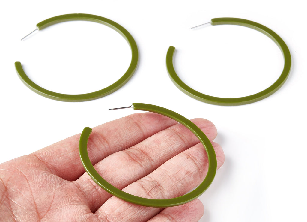 Open Hoop Earrings Stud - 2.5 inch Hoop Earring - Acetate Round Earring Post - Open Circle - Color Code: A263 - 64x64x2mm - AC1565-A263 - DOMEDBAZAAR