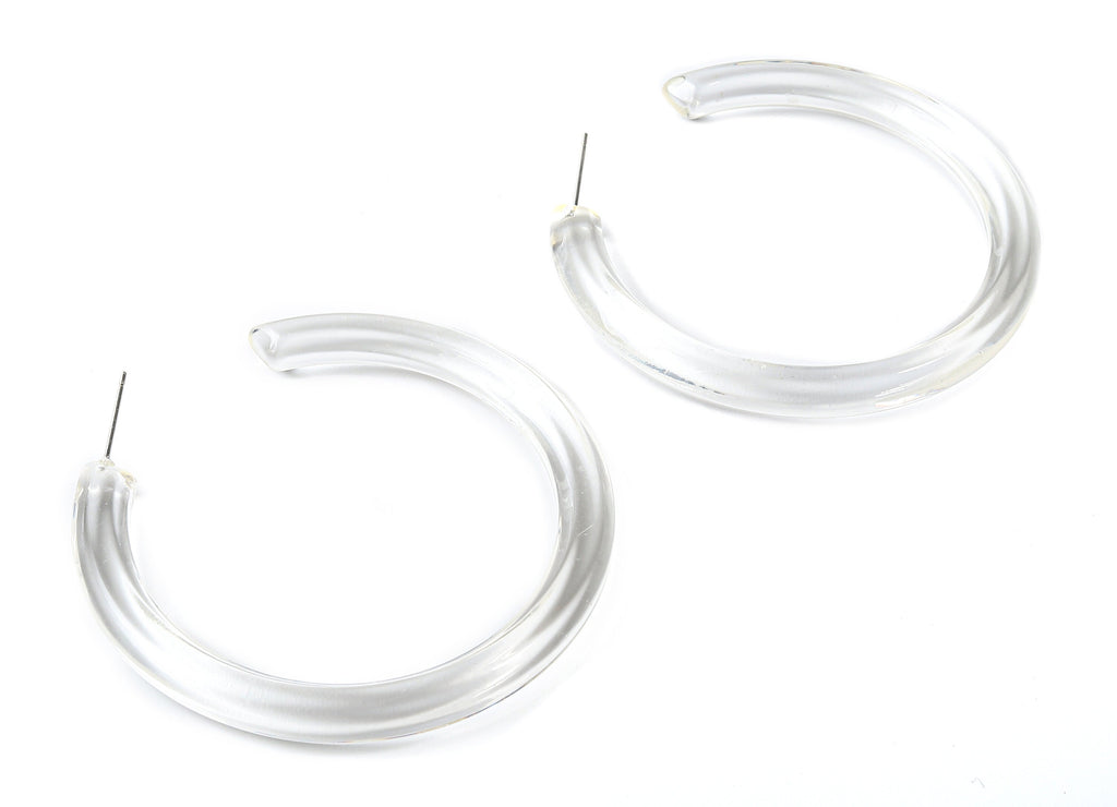 Open Hoop Earrings Stud - 2.3 inch Hoop Earring - Acetate Round Earring Post - Open Circle - Color Code: A63 - 57.13x6.04mm - AC1615-A63 - DOMEDBAZAAR