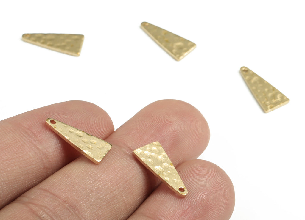 Brass Hammered Triangle Earring Charms - Raw Brass Triangle Pendant - Earring Findings - Jewelry Making Supplies - 14.98x6.9x0.96mm - PP3667 - DOMEDBAZAAR