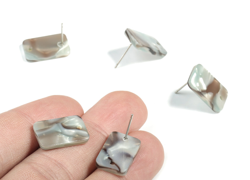 Acetate Acrylic Earring Post Charms - Stud Earring Charms - Square Shaped Earrings - Color Code: A22 - 16.9x10.9x2.7mm - AC1579-A22 - DOMEDBAZAAR