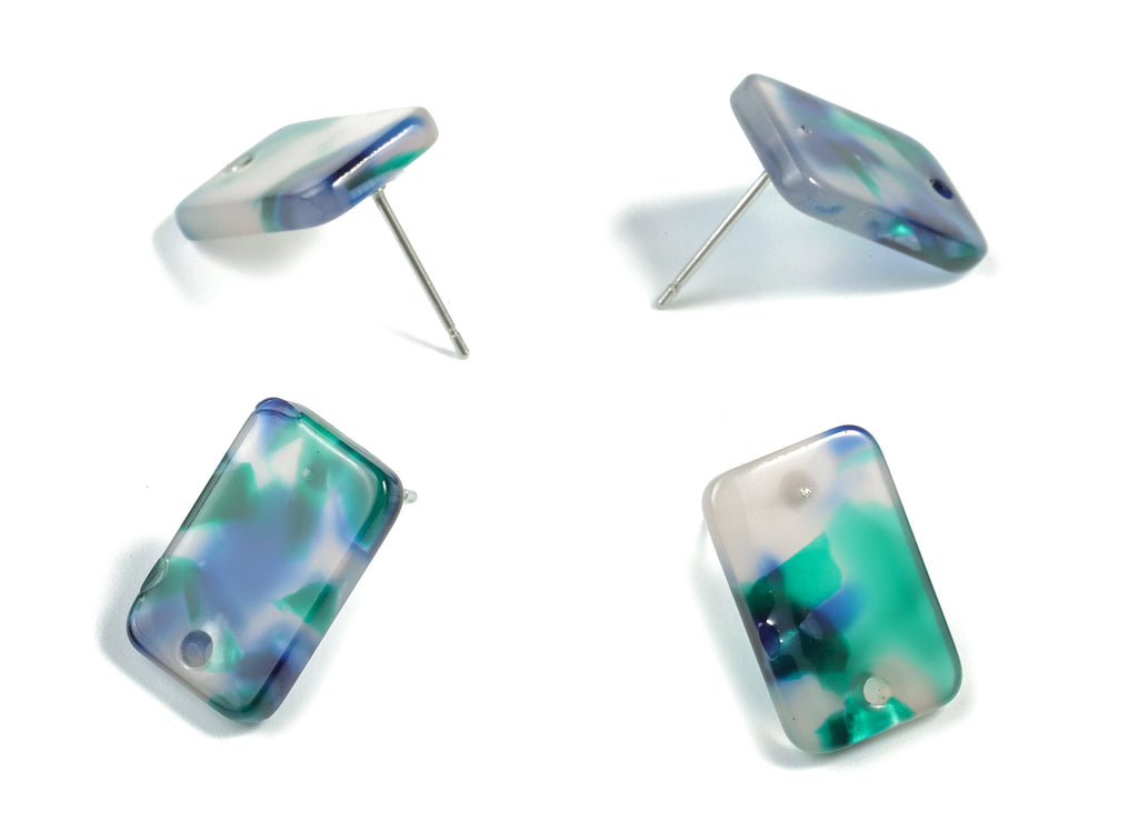 Acetate Acrylic Earring Post Charms - Stud Earring Charms - Square Shaped Earrings - Color Code: A18 - 16.9x10.9x2.7mm - AC1579-A18 - DOMEDBAZAAR