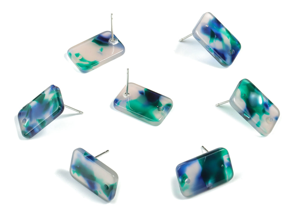 Acetate Acrylic Earring Post Charms - Stud Earring Charms - Square Shaped Earrings - Color Code: A18 - 16.9x10.9x2.7mm - AC1579-A18 - DOMEDBAZAAR