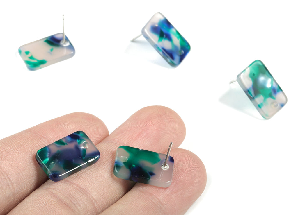Acetate Acrylic Earring Post Charms - Stud Earring Charms - Square Shaped Earrings - Color Code: A18 - 16.9x10.9x2.7mm - AC1579-A18 - DOMEDBAZAAR