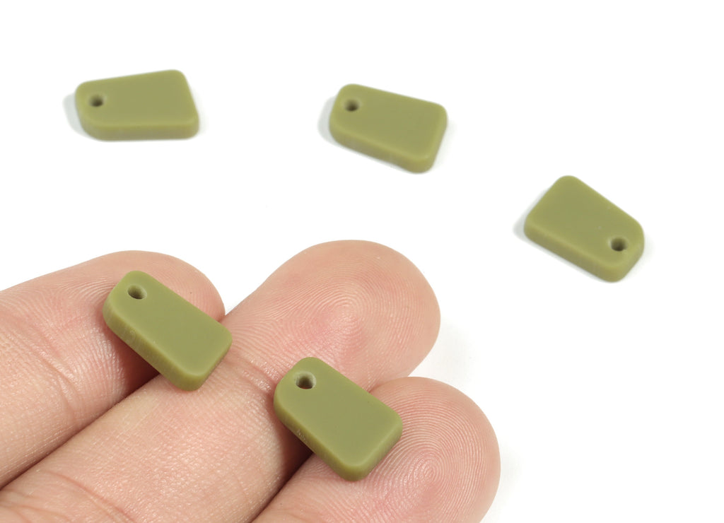 Acrylic Matte Geometry Earring Charms - Acrylic Green Geometry Pendant - Jewelry Supplies - Color Code:A135 - 12.23x8.47x2.4mm - AC2185-A135 - DOMEDBAZAAR