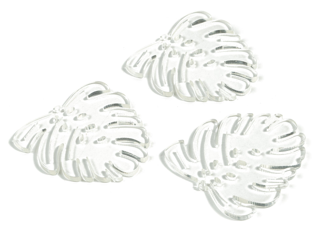 Acrylic Leaf Earring Charms - Acrylic Transparent Monstera Earrings - Jewelry Supplies - Color Code:A63 - 44.58x43.69x2.79mm - AC2172-A63 - DOMEDBAZAAR