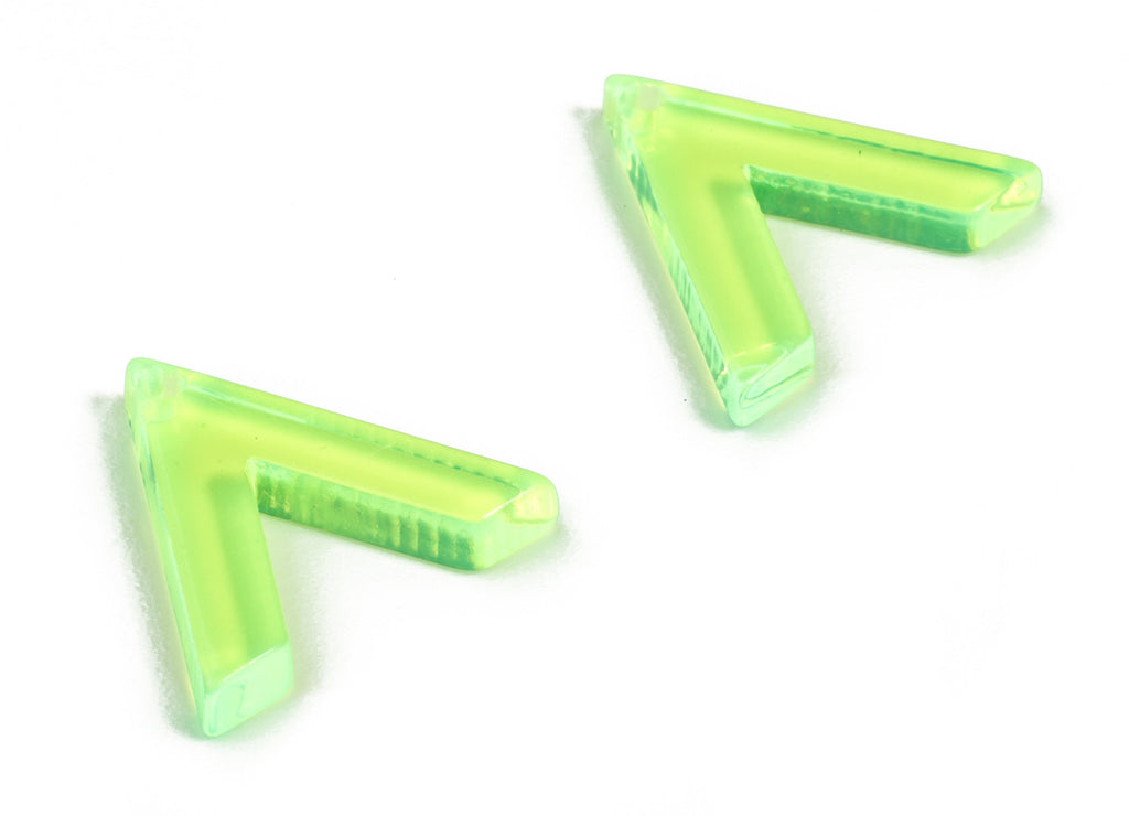 Acrylic Triangle Earring Charms - Acrylic Green Triangle Pendant - Jewelry Supplies - Color Code:A348 - 13.83x14.57x2.59mm - AC2178-A348 - DOMEDBAZAAR