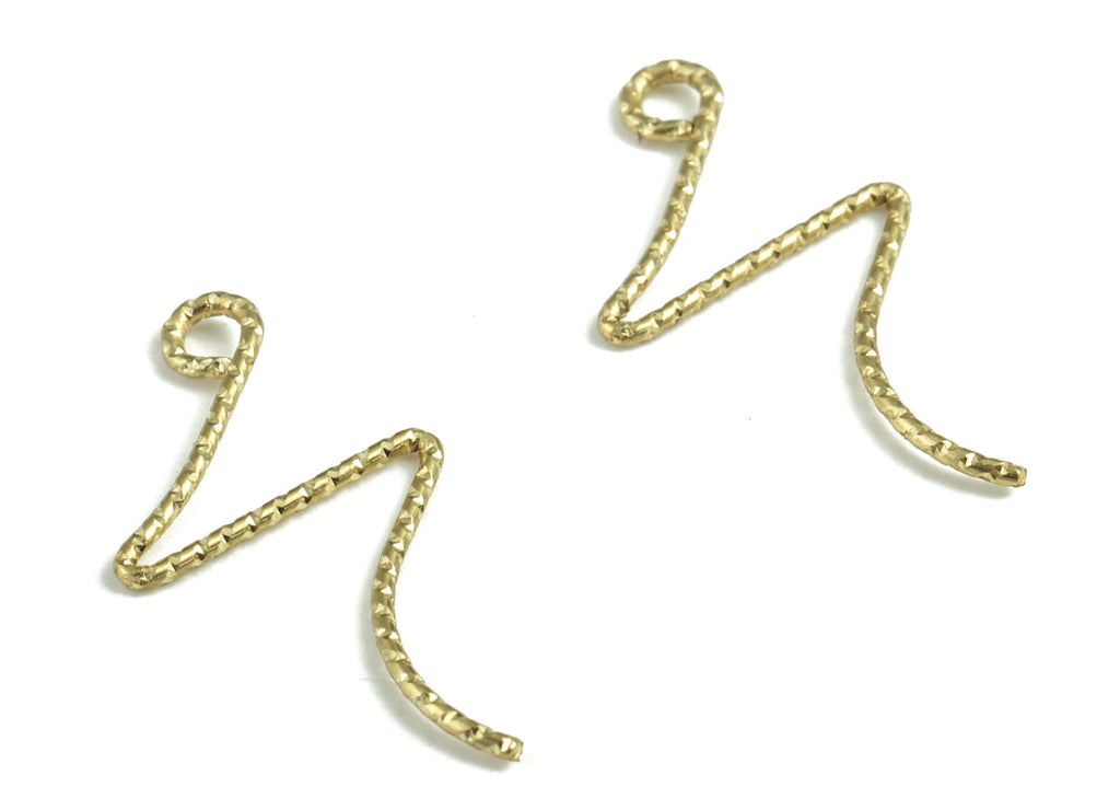 Brass N letter Pendant - Raw Brass Wave Letter N Charms - Brass Wire - Jewelry Making Supplies - 14.78x10.06x0.64mm - PP3639N - DOMEDBAZAAR