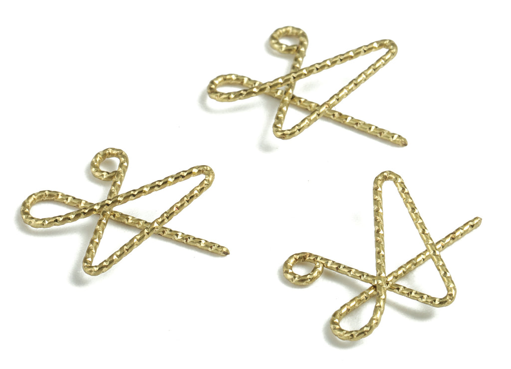 Brass A letter Pendant - Raw Brass Wave Letter A Charms - Brass Wire - Earring Findings - Jewelry Making Supplies - 14x11.85x0.7mm - PP3639A - DOMEDBAZAAR